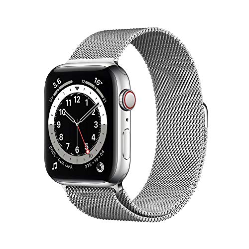 Apple Watch Series 6 (GPS + Cellular, 44 mm) Boîtier en Acier Inoxydable Argent,